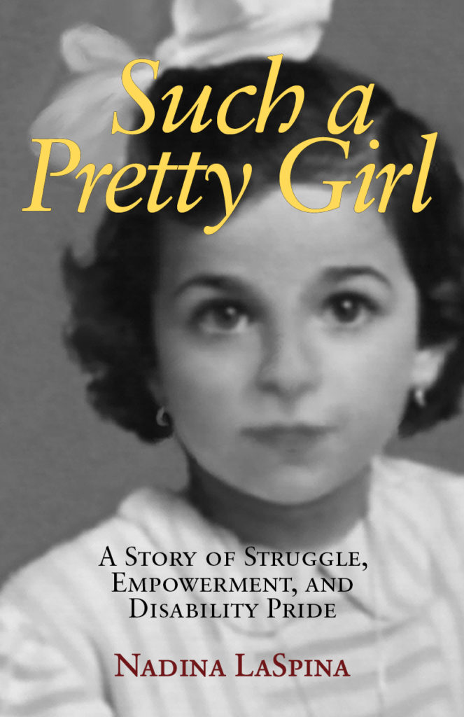 Cover of Such a Pretty Girl. A black and white picture of Nadina LaSpina as a little girl with a bow in her hair