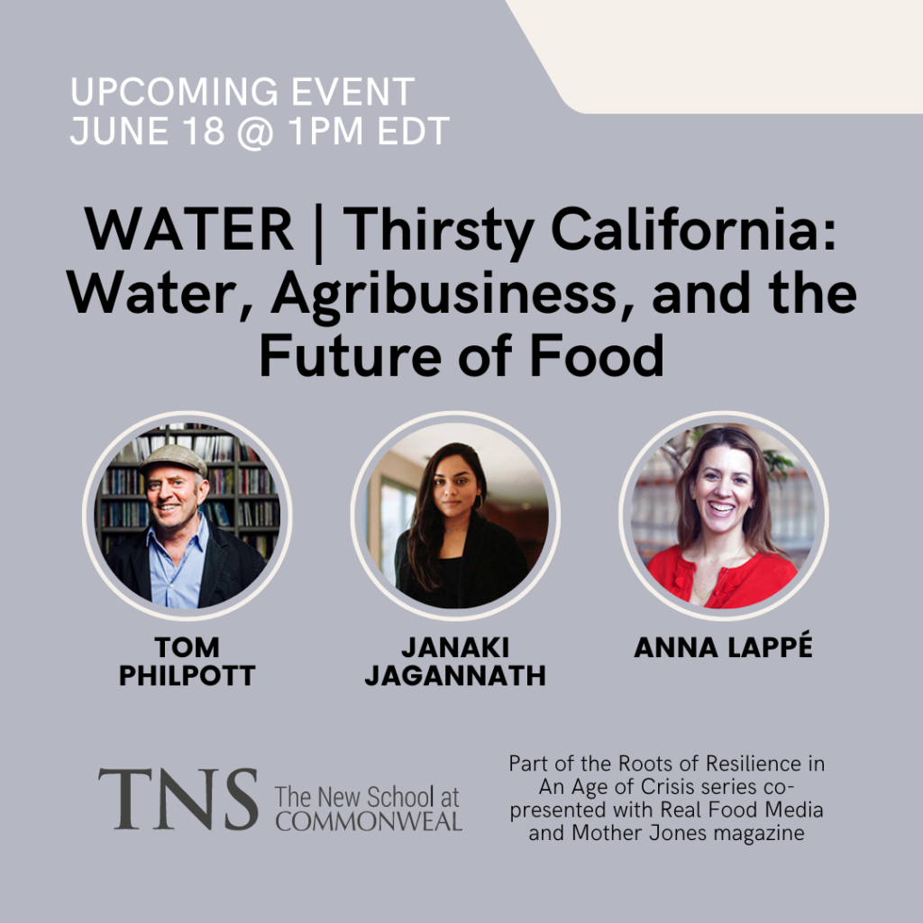 Event graphic for June 18 talk on California's water crisis. 