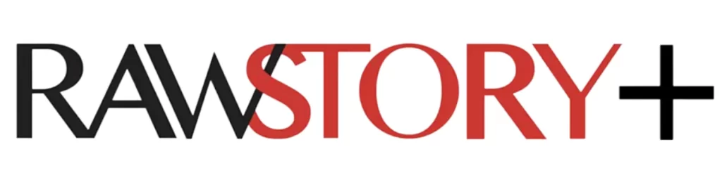 Rawstory logo. Black and red text "Rawstory" plus sign.