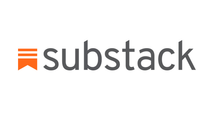 Substack logo. Orange bookmark with text "Substack."